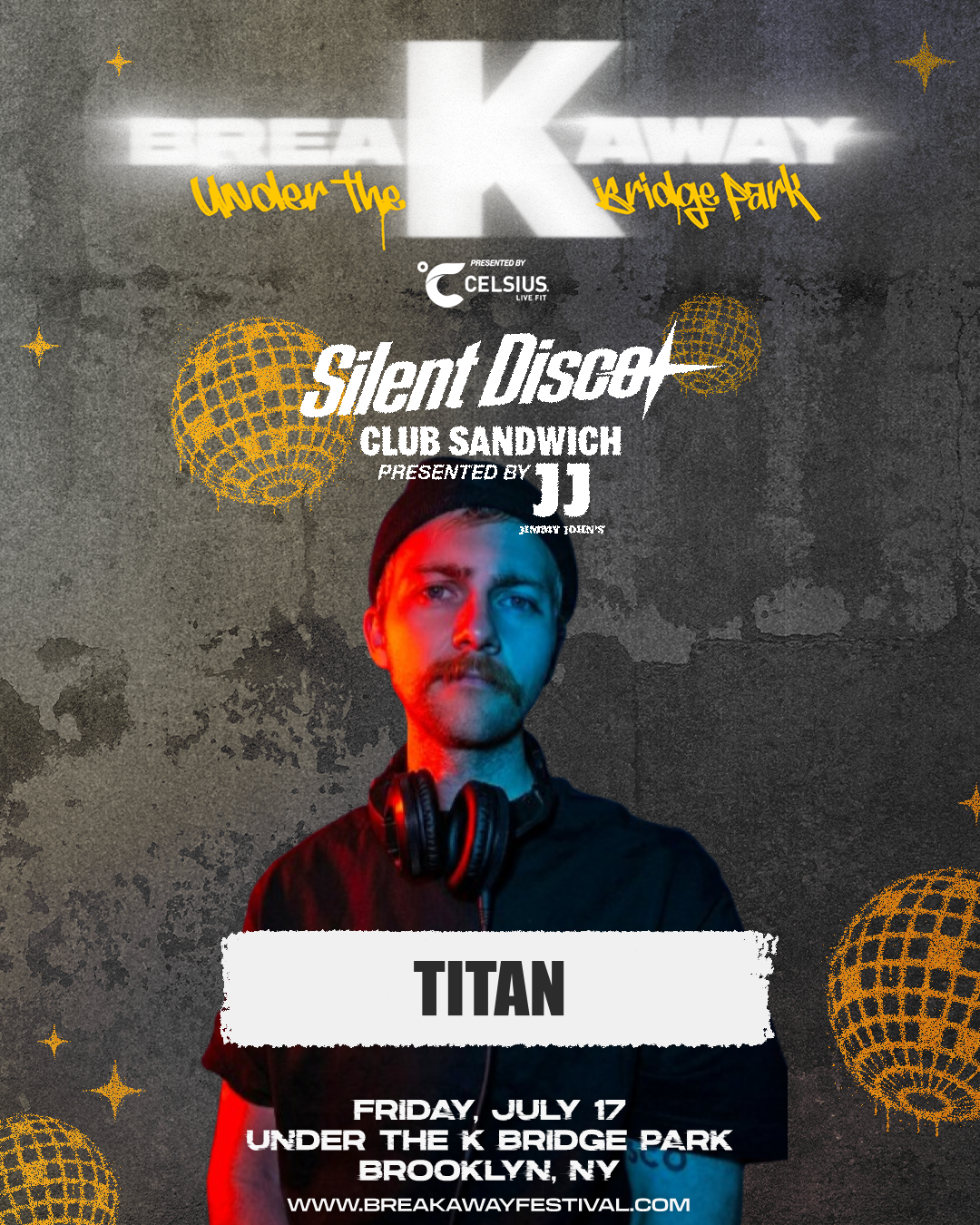 Breakaway Under the K Bridge Park Brooklyn Silent Disco flyer featuring TITAN